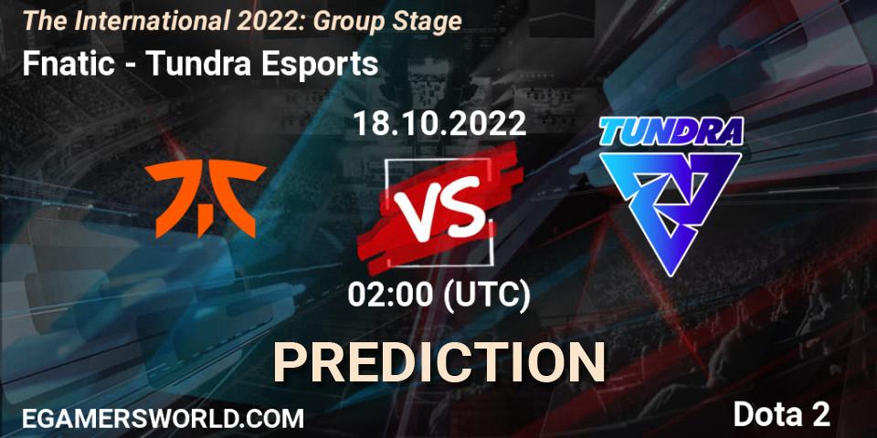 Fnatic - Tundra Esports: ennuste. 18.10.2022 at 02:03, Dota 2, The International 2022: Group Stage