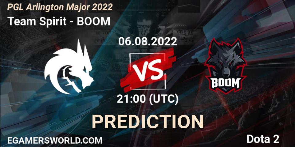 Team Spirit - BOOM: ennuste. 06.08.2022 at 21:43, Dota 2, PGL Arlington Major 2022 - Group Stage