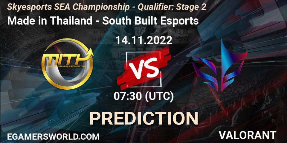 Made in Thailand - South Built Esports: ennuste. 14.11.2022 at 10:30, VALORANT, Skyesports SEA Championship - Qualifier: Stage 2