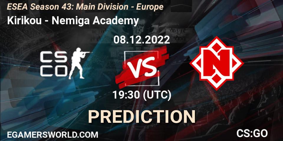 Kirikou - Nemiga Academy: ennuste. 09.12.22, CS2 (CS:GO), ESEA Season 43: Main Division - Europe