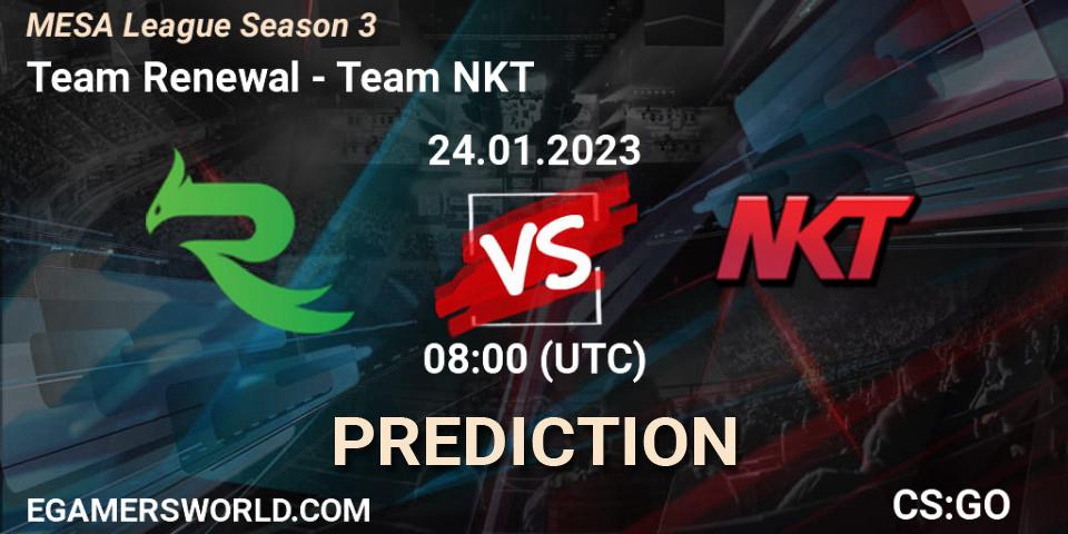 Team Renewal - Team NKT: ennuste. 25.01.2023 at 06:30, Counter-Strike (CS2), MESA League Season 3