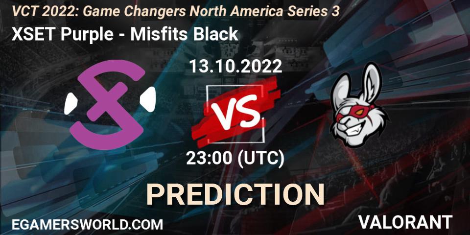 XSET Purple - Misfits Black: ennuste. 14.10.2022 at 00:15, VALORANT, VCT 2022: Game Changers North America Series 3
