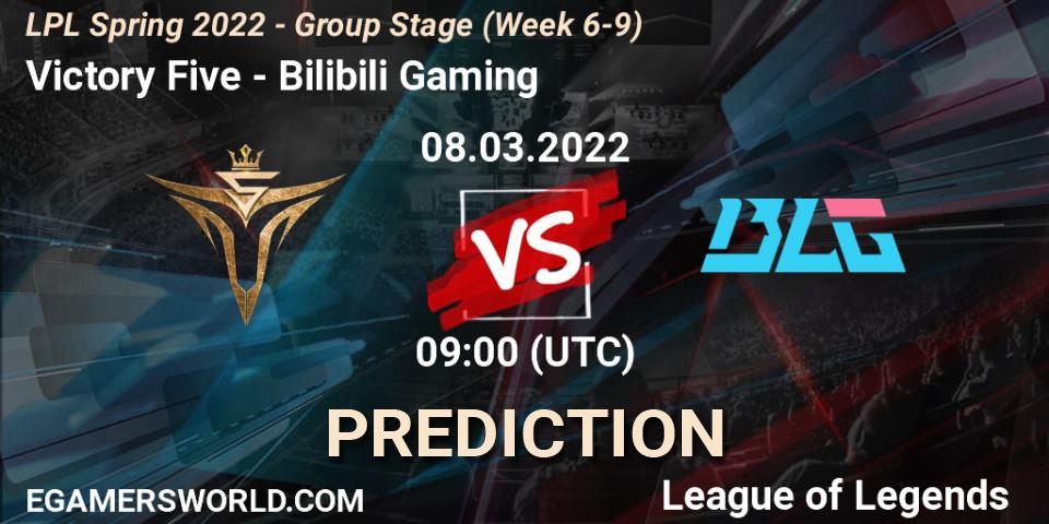 Victory Five - Bilibili Gaming: ennuste. 08.03.2022 at 11:00, LoL, LPL Spring 2022 - Group Stage (Week 6-9)