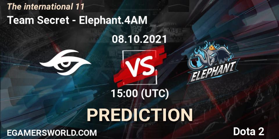 Team Secret - Elephant.4AM: ennuste. 08.10.2021 at 16:20, Dota 2, The Internationa 2021