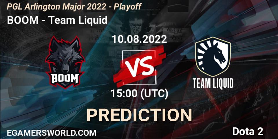 BOOM - Team Liquid: ennuste. 10.08.2022 at 15:19, Dota 2, PGL Arlington Major 2022 - Playoff