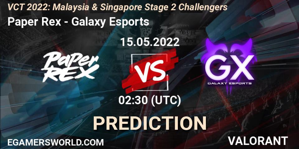 Paper Rex - Galaxy Esports: ennuste. 15.05.2022 at 02:30, VALORANT, VCT 2022: Malaysia & Singapore Stage 2 Challengers