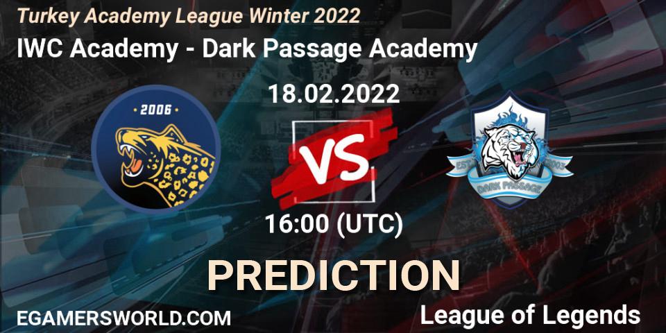 IWC Academy - Dark Passage Academy: ennuste. 18.02.2022 at 16:00, LoL, Turkey Academy League Winter 2022