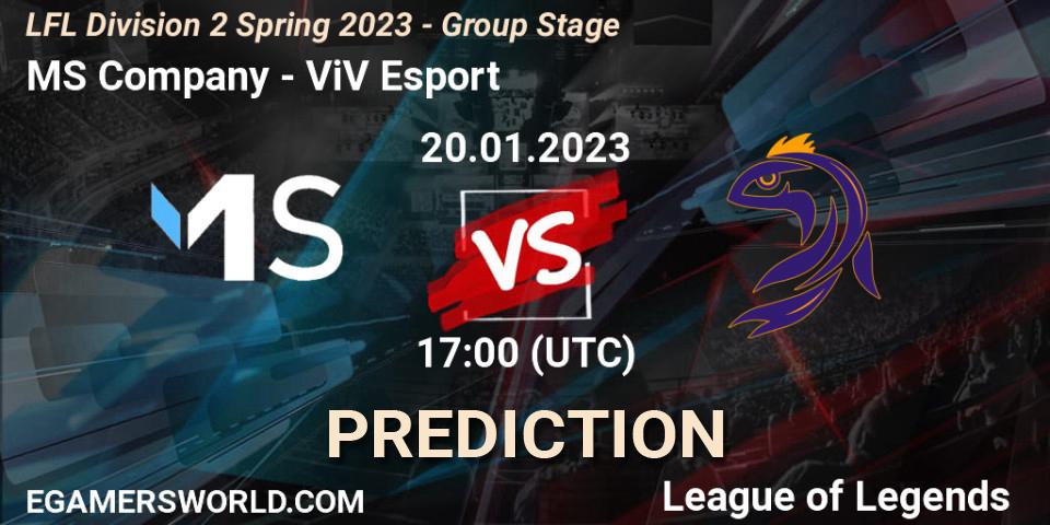 MS Company - ViV Esport: ennuste. 20.01.2023 at 17:00, LoL, LFL Division 2 Spring 2023 - Group Stage