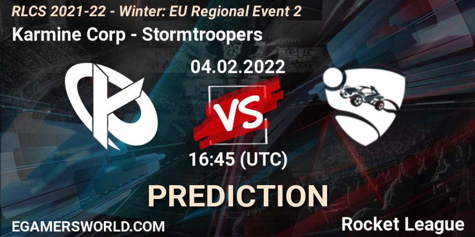 Karmine Corp - Stormtroopers: ennuste. 04.02.2022 at 16:45, Rocket League, RLCS 2021-22 - Winter: EU Regional Event 2