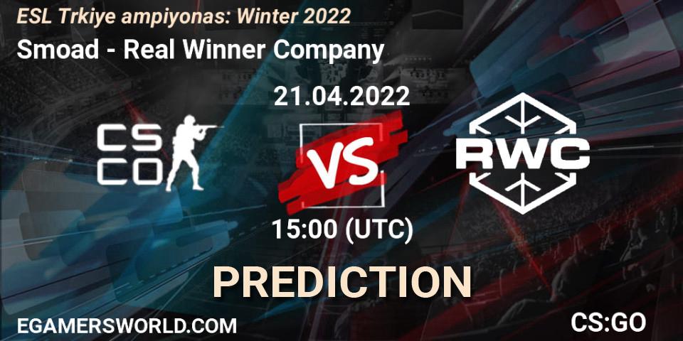 Smoad - Real Winner Company: ennuste. 21.04.2022 at 15:00, Counter-Strike (CS2), ESL Türkiye Şampiyonası: Winter 2022