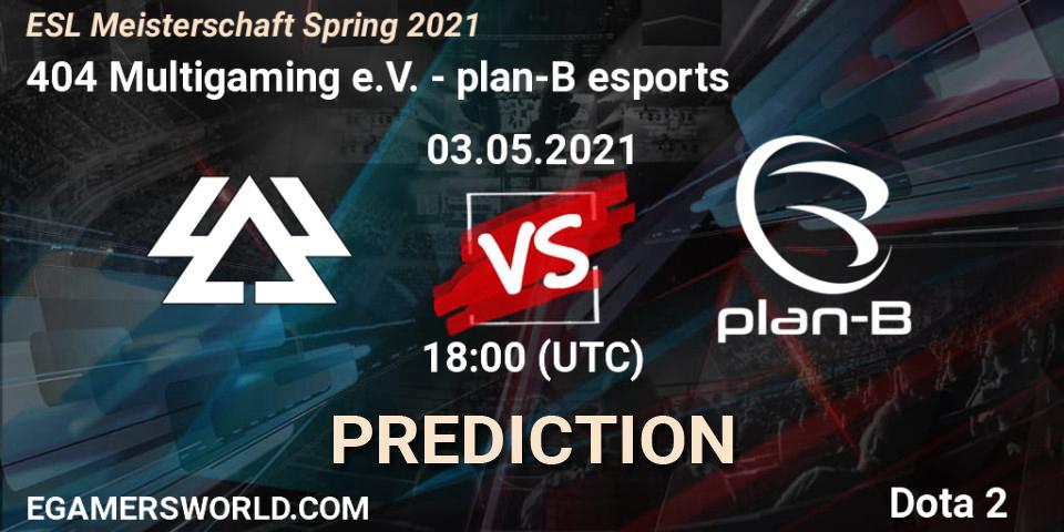 404 Multigaming e.V. - plan-B esports: ennuste. 03.05.2021 at 18:16, Dota 2, ESL Meisterschaft Spring 2021