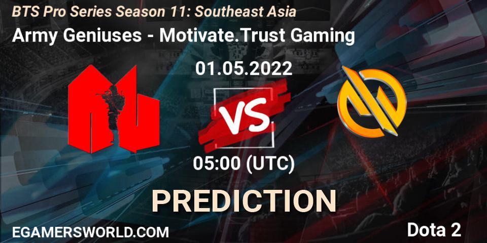 Army Geniuses - Motivate.Trust Gaming: ennuste. 01.05.2022 at 05:01, Dota 2, BTS Pro Series Season 11: Southeast Asia