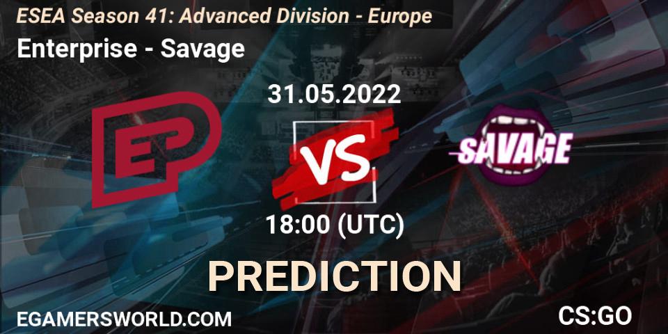 Enterprise - Savage: ennuste. 31.05.2022 at 18:00, Counter-Strike (CS2), ESEA Season 41: Advanced Division - Europe