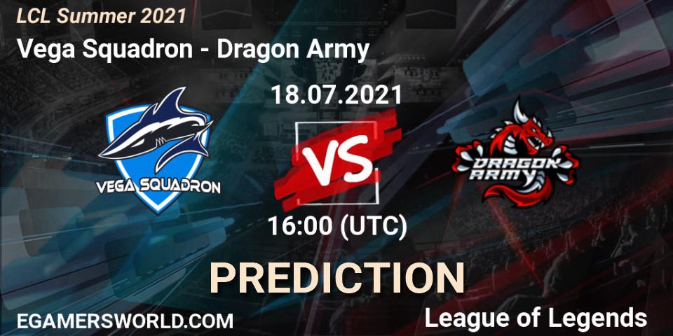 Vega Squadron - Dragon Army: ennuste. 18.07.2021 at 16:00, LoL, LCL Summer 2021