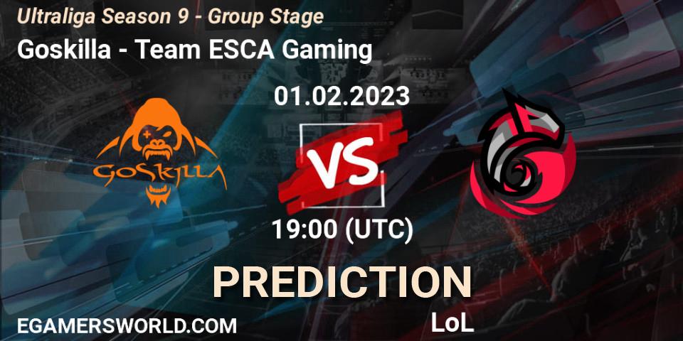 Goskilla - Team ESCA Gaming: ennuste. 01.02.23, LoL, Ultraliga Season 9 - Group Stage