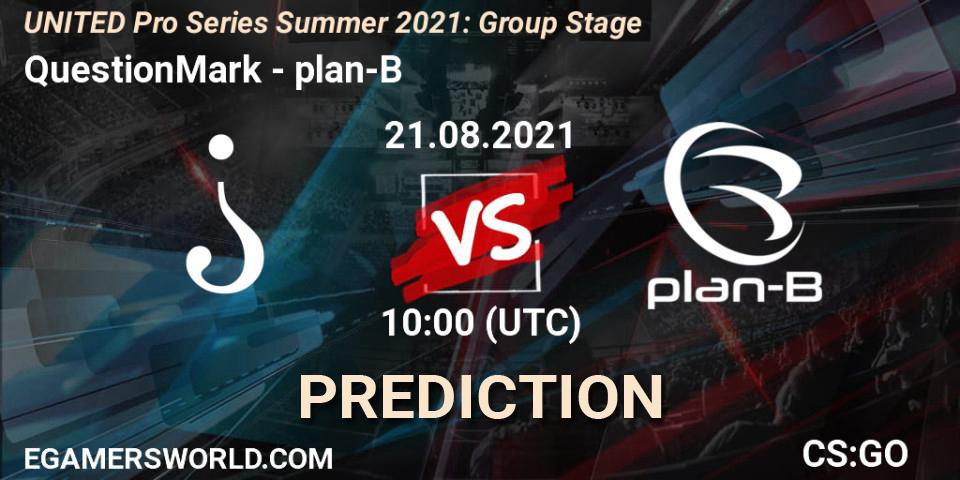 QuestionMark - plan-B: ennuste. 21.08.2021 at 10:00, Counter-Strike (CS2), UNITED Pro Series Summer 2021: Group Stage