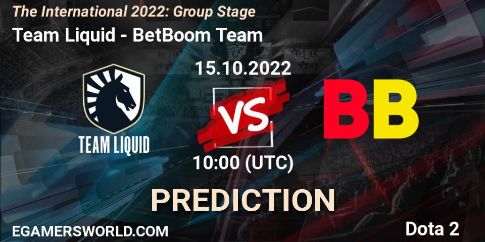 Team Liquid - BetBoom Team: ennuste. 15.10.2022 at 11:21, Dota 2, The International 2022: Group Stage