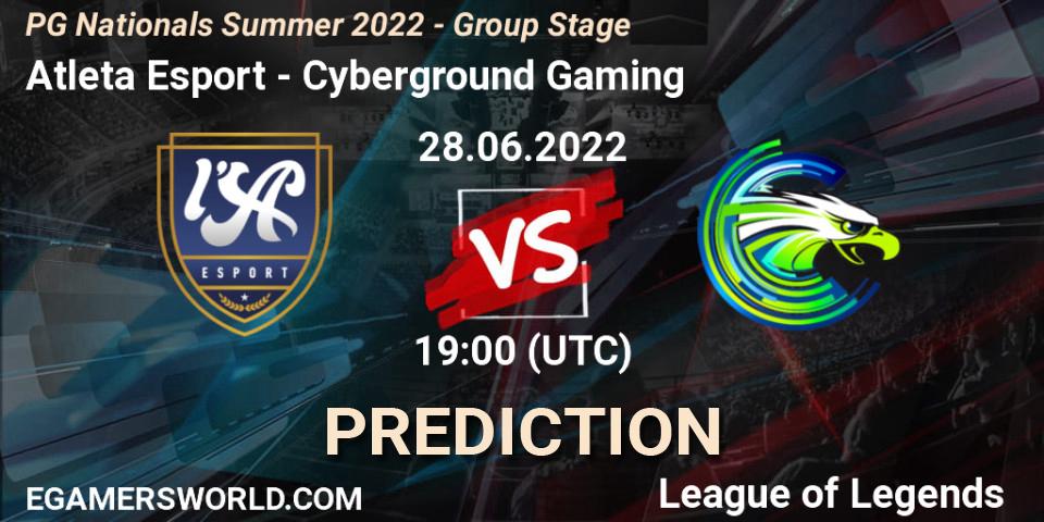 Atleta Esport - Cyberground Gaming: ennuste. 28.06.2022 at 19:00, LoL, PG Nationals Summer 2022 - Group Stage