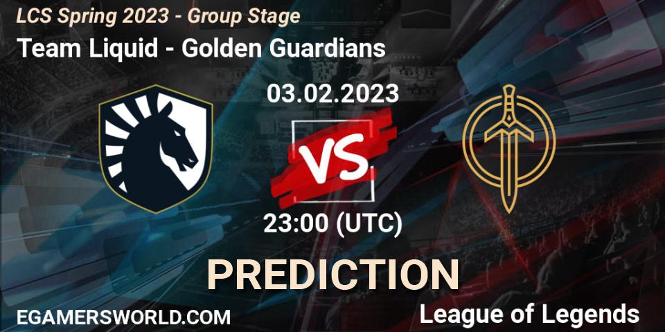 Team Liquid - Golden Guardians: ennuste. 04.02.23, LoL, LCS Spring 2023 - Group Stage