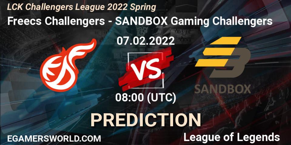 Freecs Challengers - SANDBOX Gaming Challengers: ennuste. 07.02.2022 at 08:00, LoL, LCK Challengers League 2022 Spring