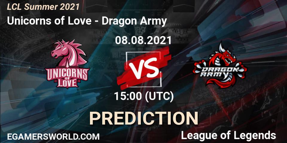 Unicorns of Love - Dragon Army: ennuste. 08.08.21, LoL, LCL Summer 2021