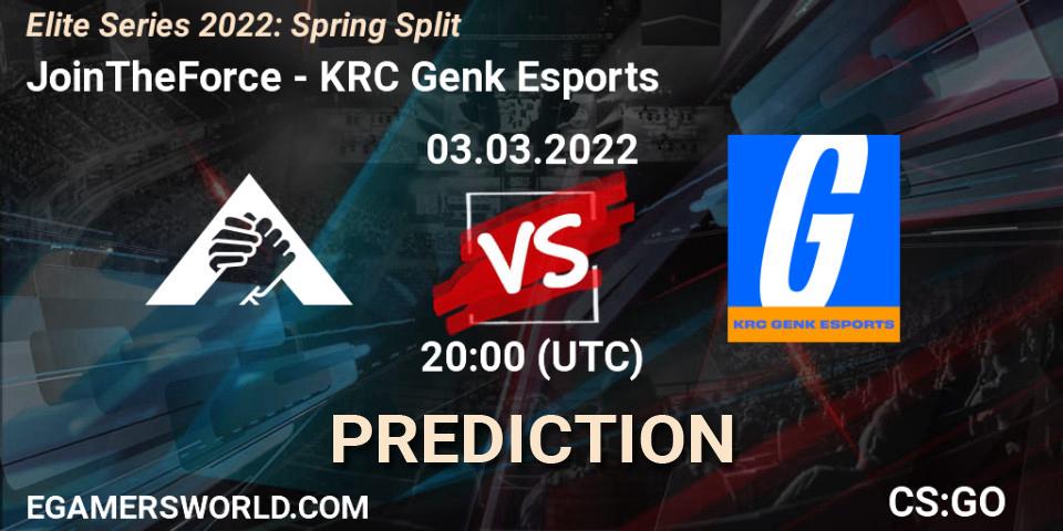JoinTheForce - KRC Genk Esports: ennuste. 03.03.2022 at 19:00, Counter-Strike (CS2), Elite Series 2022: Spring Split