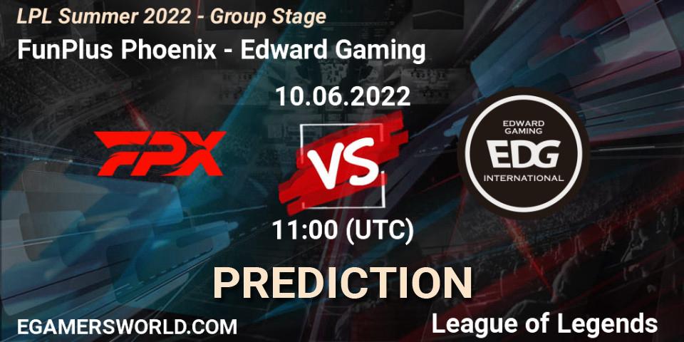 FunPlus Phoenix - Edward Gaming: ennuste. 10.06.2022 at 11:45, LoL, LPL Summer 2022 - Group Stage