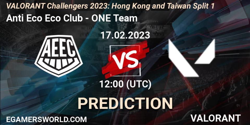 Anti Eco Eco Club - ONE Team: ennuste. 17.02.2023 at 10:20, VALORANT, VALORANT Challengers 2023: Hong Kong and Taiwan Split 1