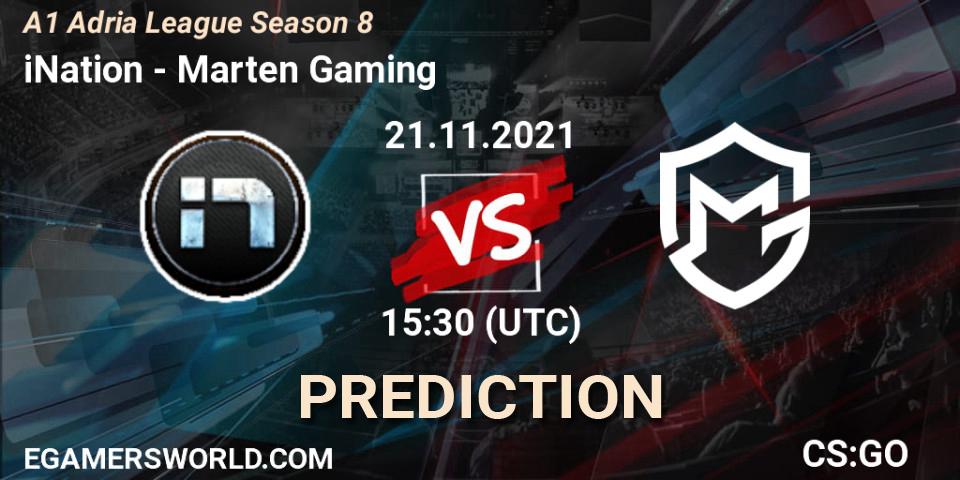 iNation - Marten Gaming: ennuste. 21.11.2021 at 16:00, Counter-Strike (CS2), A1 Adria League Season 8