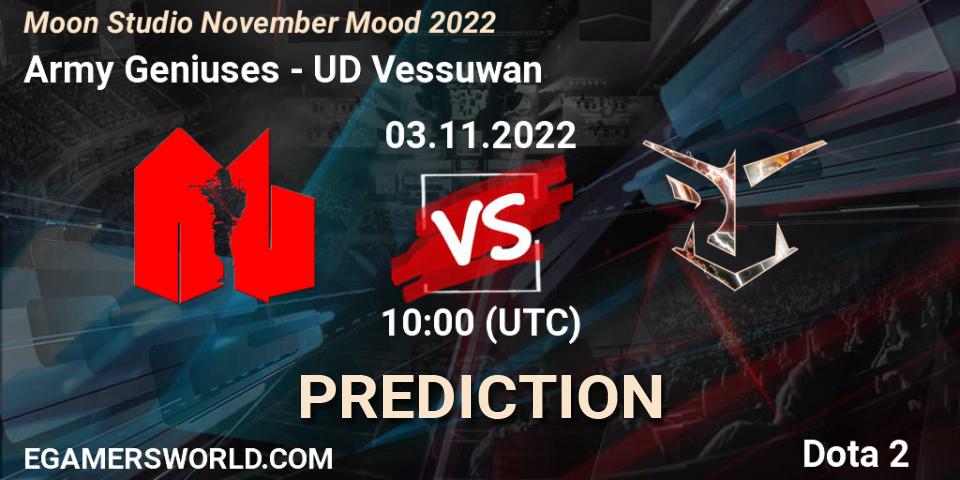 Army Geniuses - UD Vessuwan: ennuste. 03.11.2022 at 10:41, Dota 2, Moon Studio November Mood 2022