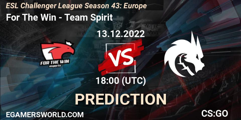 For The Win - Team Spirit: ennuste. 13.12.22, CS2 (CS:GO), ESL Challenger League Season 43: Europe