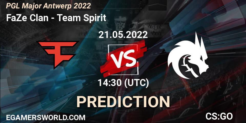 FaZe Clan - Team Spirit: ennuste. 21.05.2022 at 14:30, Counter-Strike (CS2), PGL Major Antwerp 2022