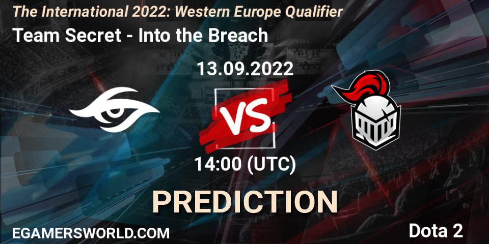 Team Secret - Into the Breach: ennuste. 13.09.2022 at 13:41, Dota 2, The International 2022: Western Europe Qualifier