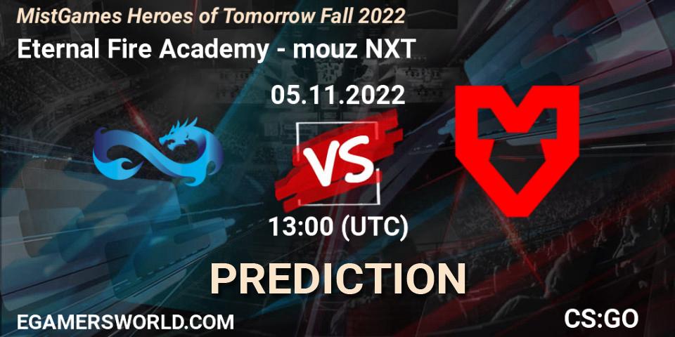 Eternal Fire Academy - mouz NXT: ennuste. 05.11.2022 at 13:00, Counter-Strike (CS2), MistGames Heroes of Tomorrow Fall 2022