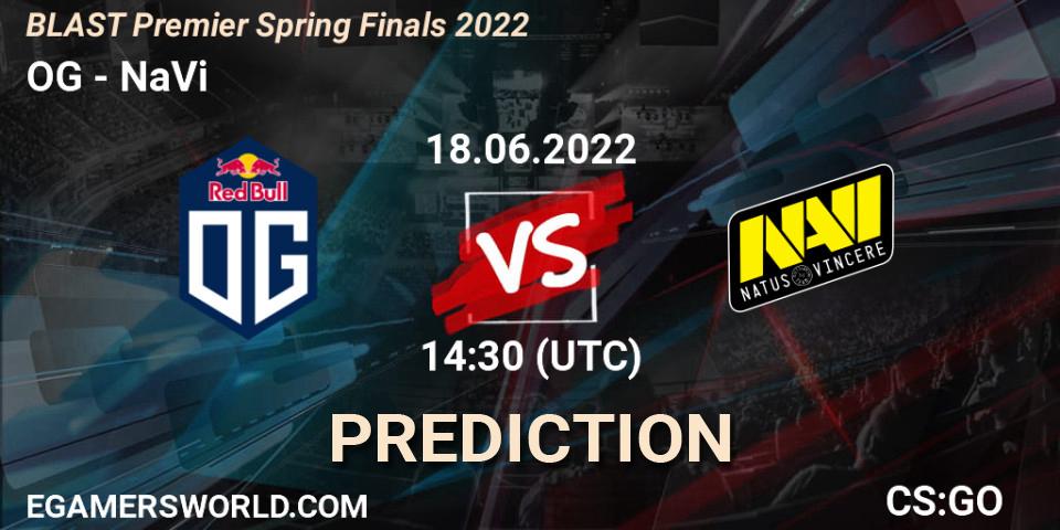 OG - NaVi: ennuste. 18.06.2022 at 14:30, Counter-Strike (CS2), BLAST Premier Spring Finals 2022 