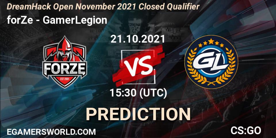 forZe - GamerLegion: ennuste. 21.10.2021 at 15:30, Counter-Strike (CS2), DreamHack Open November 2021 Closed Qualifier