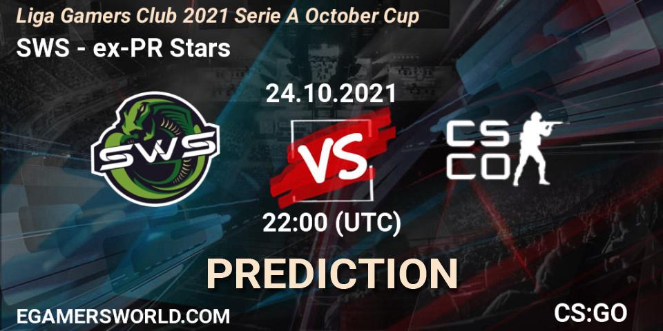 SWS - ex-PR Stars: ennuste. 24.10.2021 at 22:00, Counter-Strike (CS2), Liga Gamers Club 2021 Serie A October Cup
