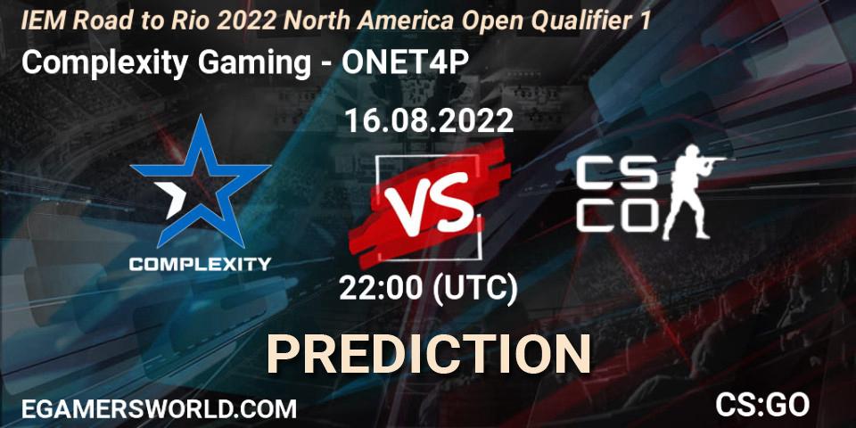 Complexity Gaming - ONET4P: ennuste. 16.08.2022 at 22:30, Counter-Strike (CS2), IEM Road to Rio 2022 North America Open Qualifier 1