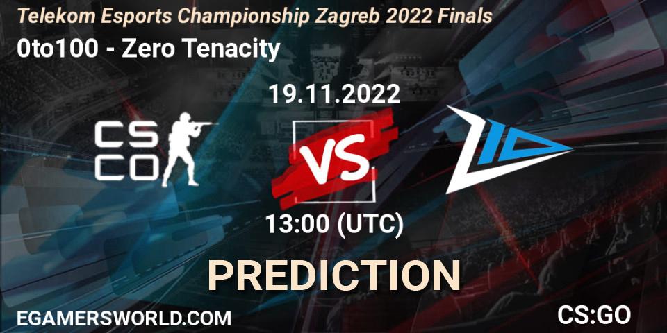 0to100 - Zero Tenacity: ennuste. 19.11.2022 at 13:40, Counter-Strike (CS2), Telekom eSports Championship 2022
