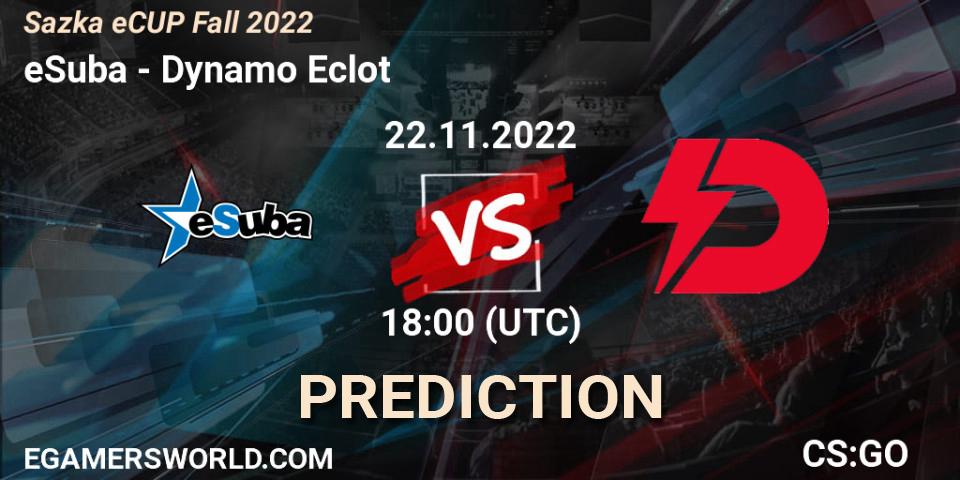 eSuba - Dynamo Eclot: ennuste. 22.11.2022 at 17:20, Counter-Strike (CS2), Sazka eCUP Winter 2022