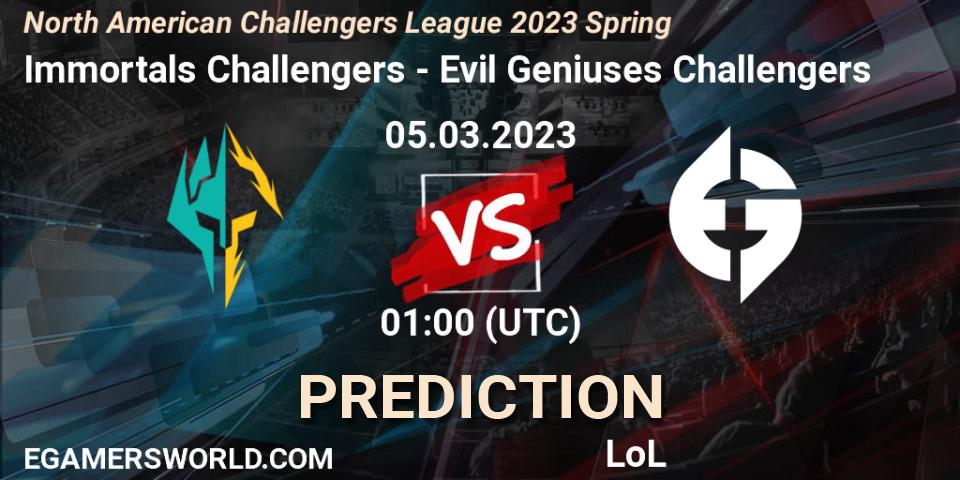Immortals Challengers - Evil Geniuses Challengers: ennuste. 05.03.23, LoL, NACL 2023 Spring - Group Stage