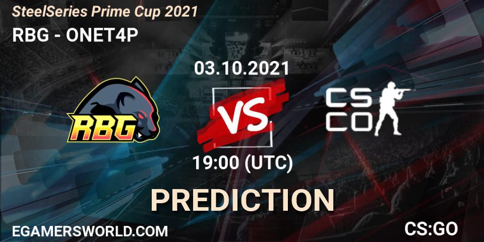 RBG - ONET4P: ennuste. 03.10.2021 at 19:00, Counter-Strike (CS2), SteelSeries Prime Cup 2021