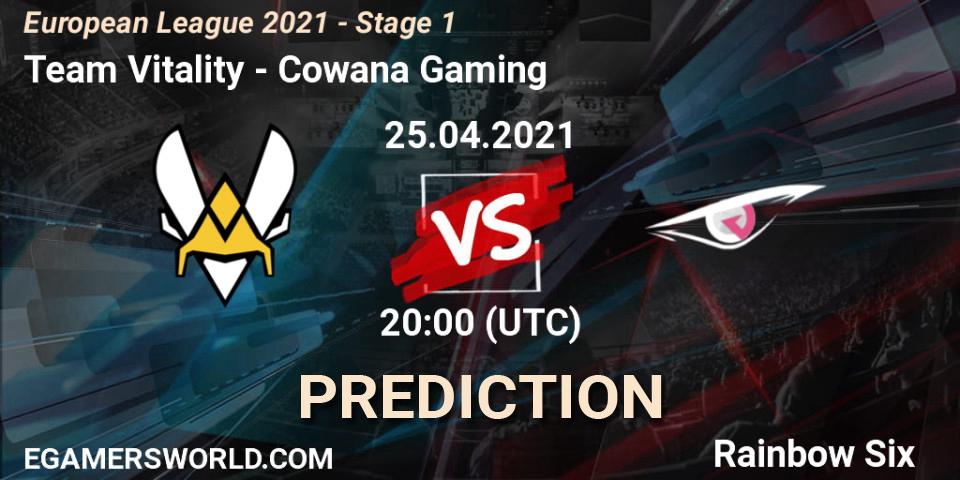 Team Vitality - Cowana Gaming: ennuste. 25.04.2021 at 19:00, Rainbow Six, European League 2021 - Stage 1