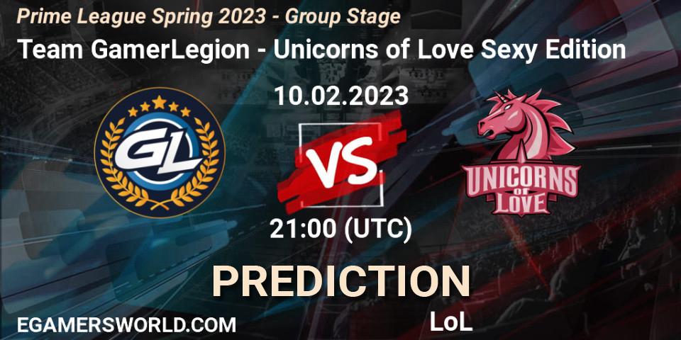 Team GamerLegion - Unicorns of Love Sexy Edition: ennuste. 10.02.2023 at 17:00, LoL, Prime League Spring 2023 - Group Stage
