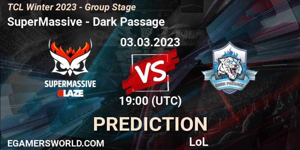 SuperMassive - Dark Passage: ennuste. 10.03.23, LoL, TCL Winter 2023 - Group Stage