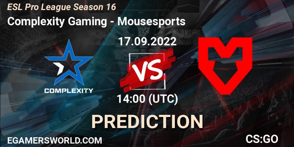 Complexity Gaming - MOUZ: ennuste. 17.09.2022 at 14:30, Counter-Strike (CS2), ESL Pro League Season 16
