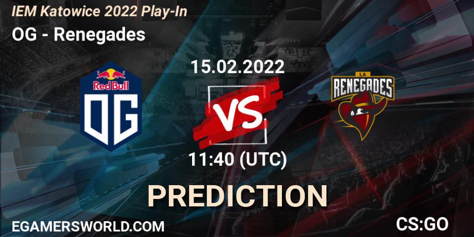 OG - Renegades: ennuste. 15.02.2022 at 12:05, Counter-Strike (CS2), IEM Katowice 2022 Play-In