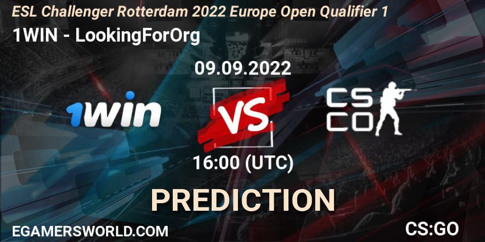 1WIN - LookingForOrg: ennuste. 09.09.2022 at 16:00, Counter-Strike (CS2), ESL Challenger Rotterdam 2022 Europe Open Qualifier 1