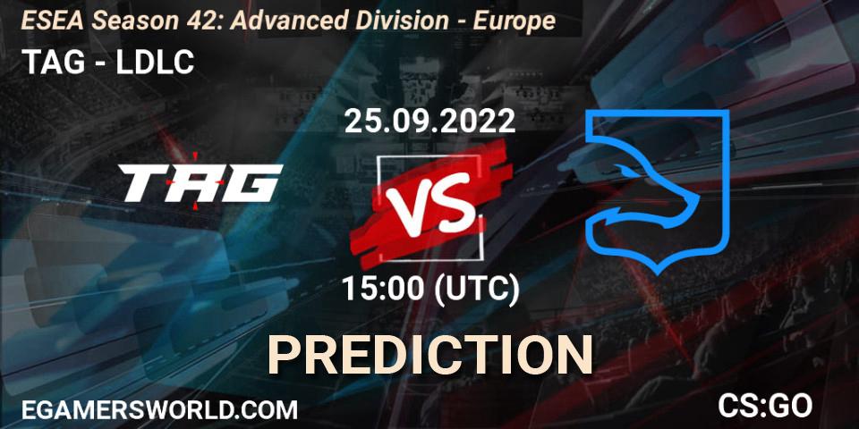 TAG - LDLC: ennuste. 25.09.2022 at 15:00, Counter-Strike (CS2), ESEA Season 42: Advanced Division - Europe