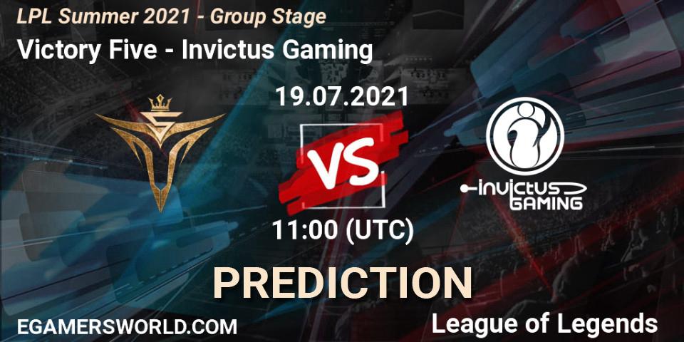 Victory Five - Invictus Gaming: ennuste. 19.07.2021 at 11:00, LoL, LPL Summer 2021 - Group Stage